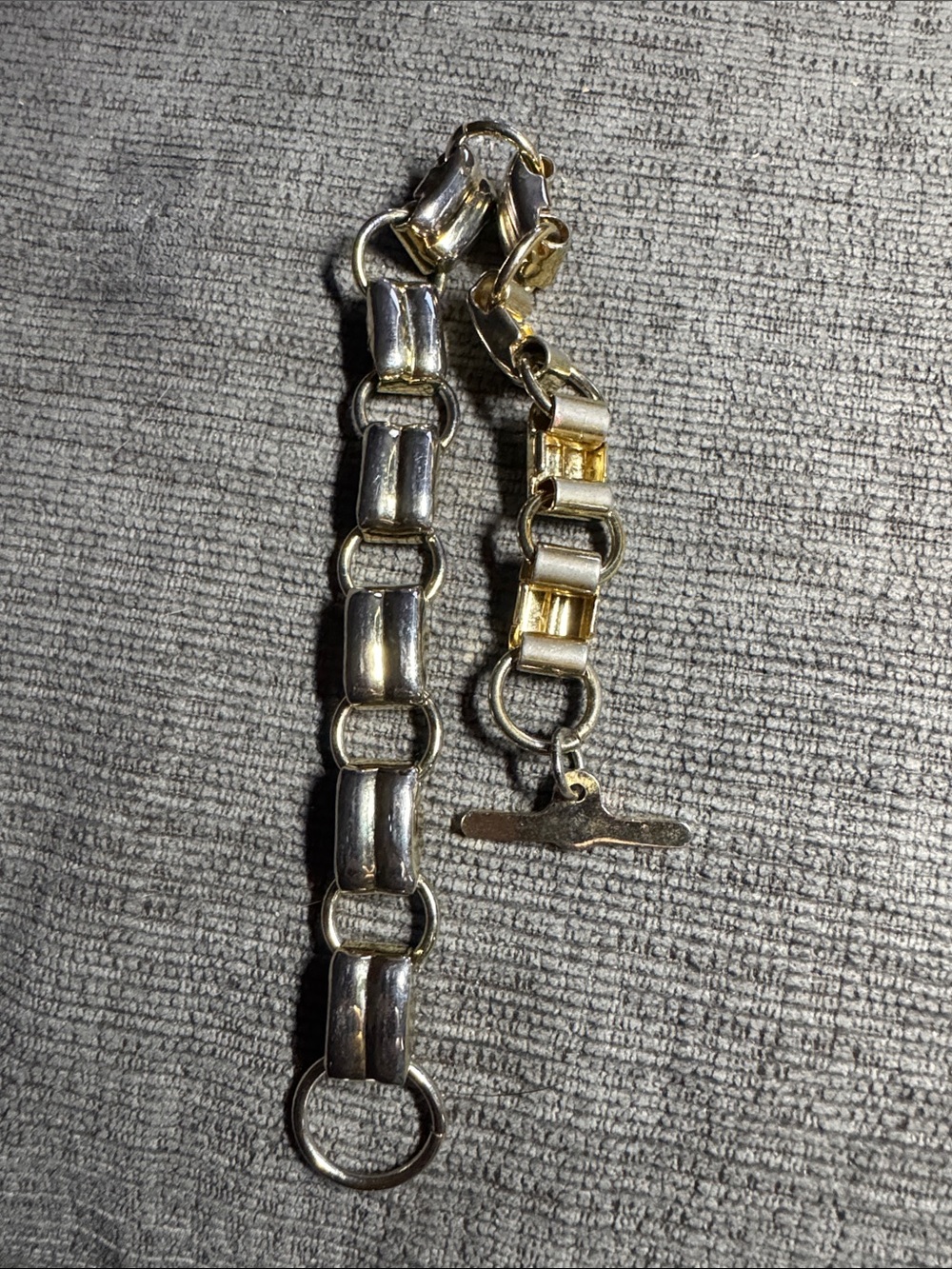 Vintage Two-Tone Bar Link Toggle Bracelet 7.5”